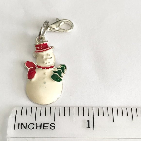 Vintage Christmas Snowman Clip On Charm Silver Plated Bracelet Zipper Pull Purse - Picture 6 of 7